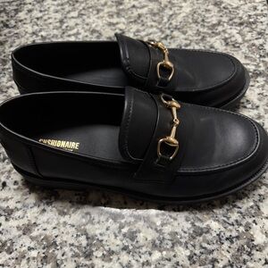 Black Loafers with Gold Accents